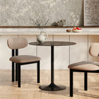 Ida 2 Seat Round Dining Table | Smoked Glass & Black