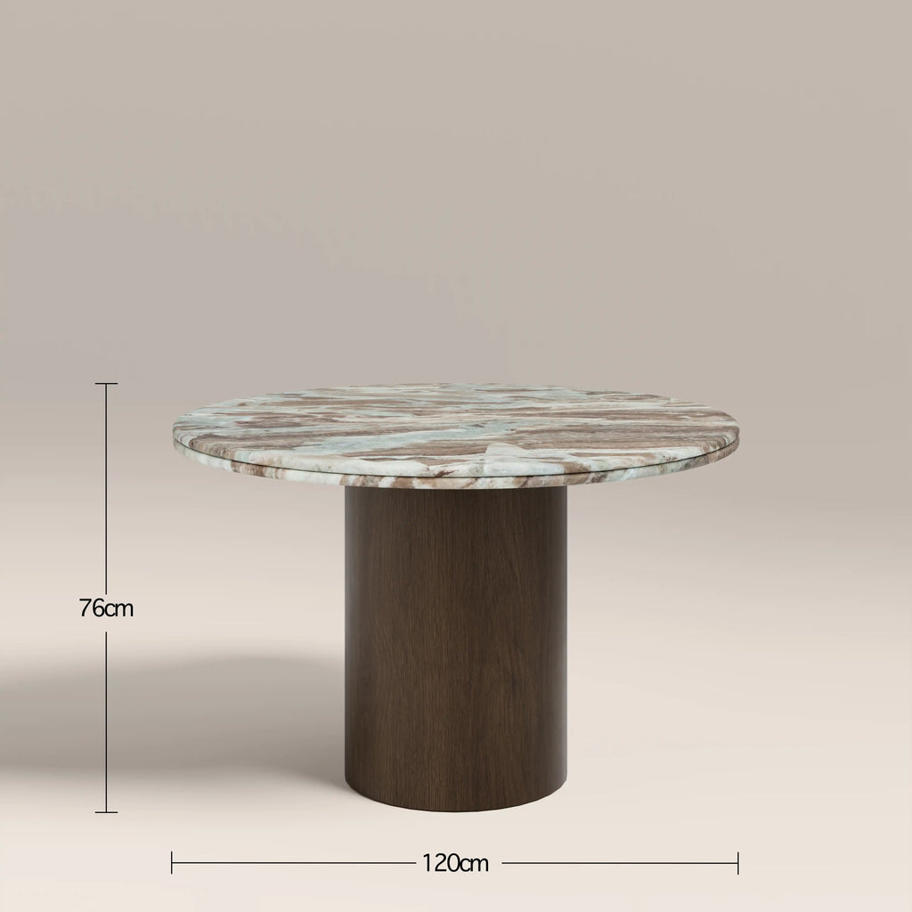 Bond 4 Seat Round Dining Table | French Riviera Marble & Walnut
