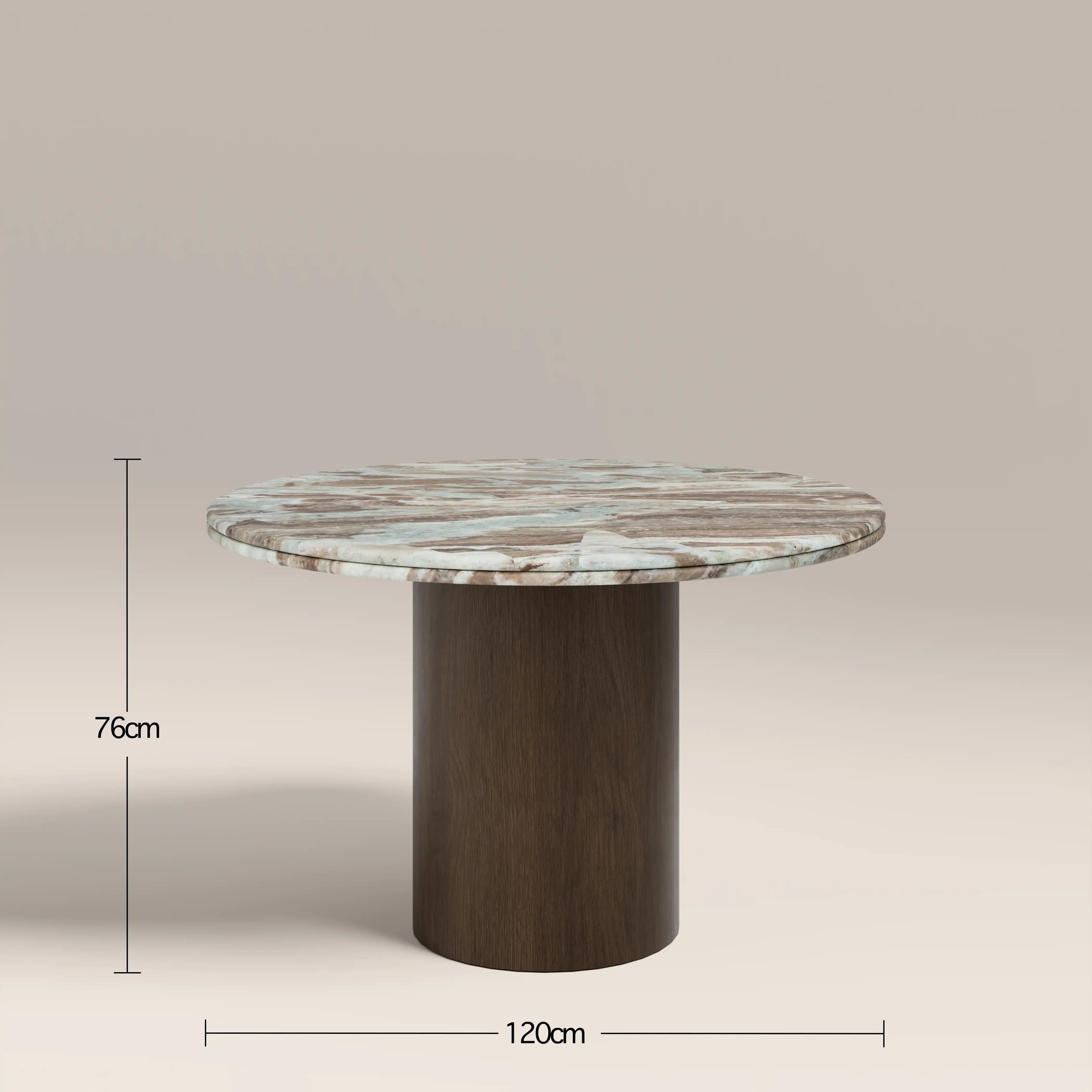 Bond 4 Seat Round Dining Table | French Riviera Marble & Walnut