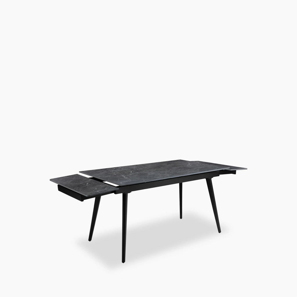 Marsala 4-8 Seat Rectangle Extendable Dining Table | Grey Sintered Stone & Black