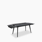 Marsala 4-8 Seat Rectangle Extendable Dining Table | Grey Sintered Stone & Black