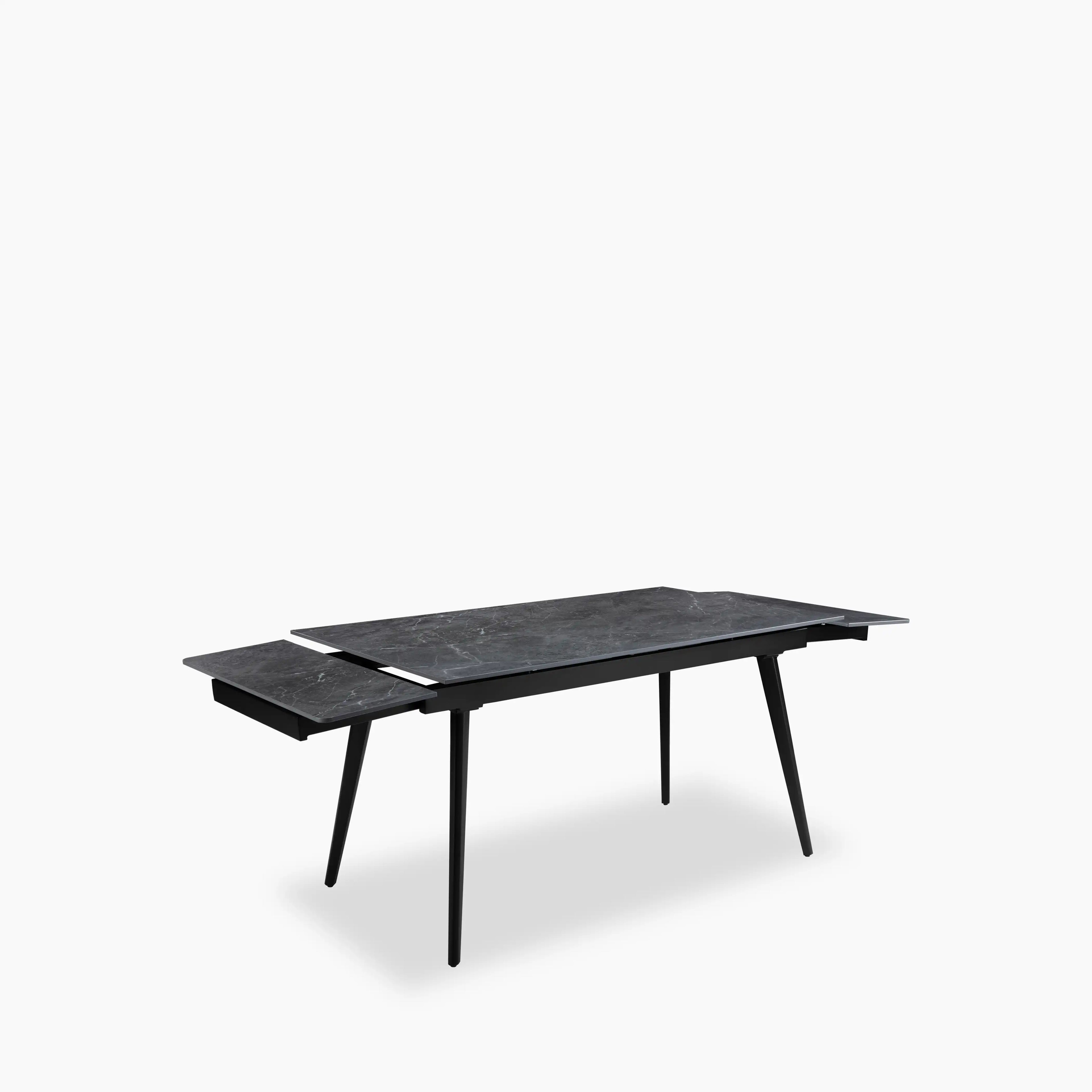 Marsala 4-8 Seat Rectangle Extendable Dining Table | Grey Sintered Stone & Black