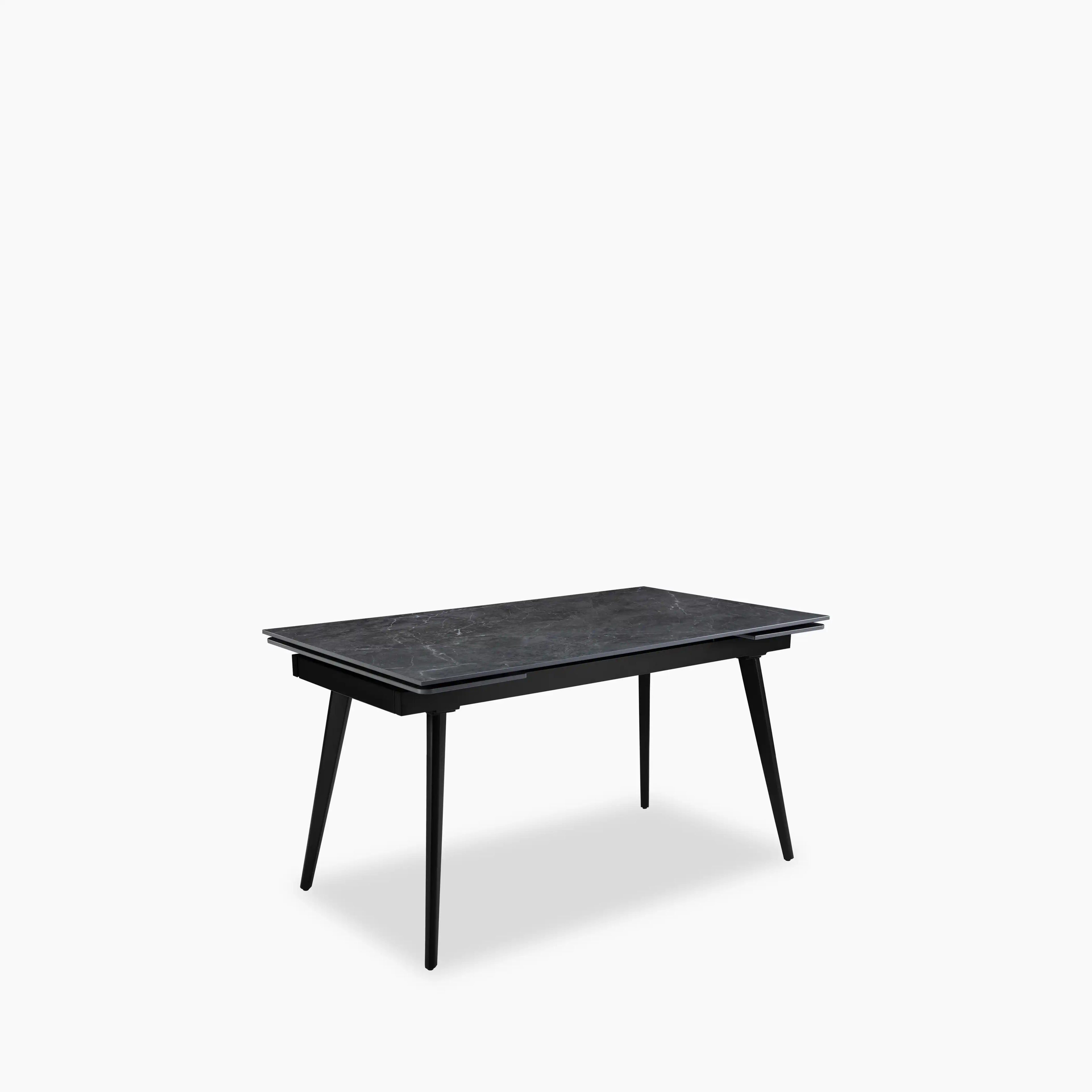 Marsala 4-8 Seat Rectangle Extendable Dining Table | Grey Sintered Stone & Black