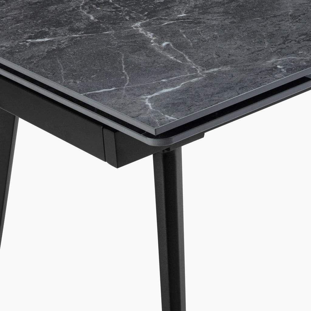 Marsala 4-8 Seat Rectangle Extendable Dining Table | Grey Sintered Stone & Black