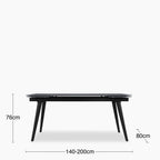 Marsala 4-8 Seat Rectangle Extendable Dining Table | Grey Sintered Stone & Black