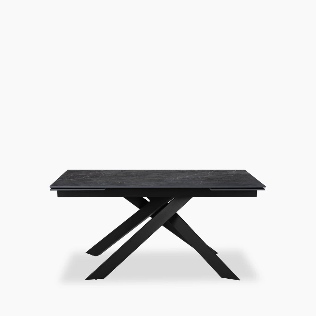 Adele 6-10 Seat Rectangle Extendable Dining Table | Grey Sintered Stone & Dark Grey