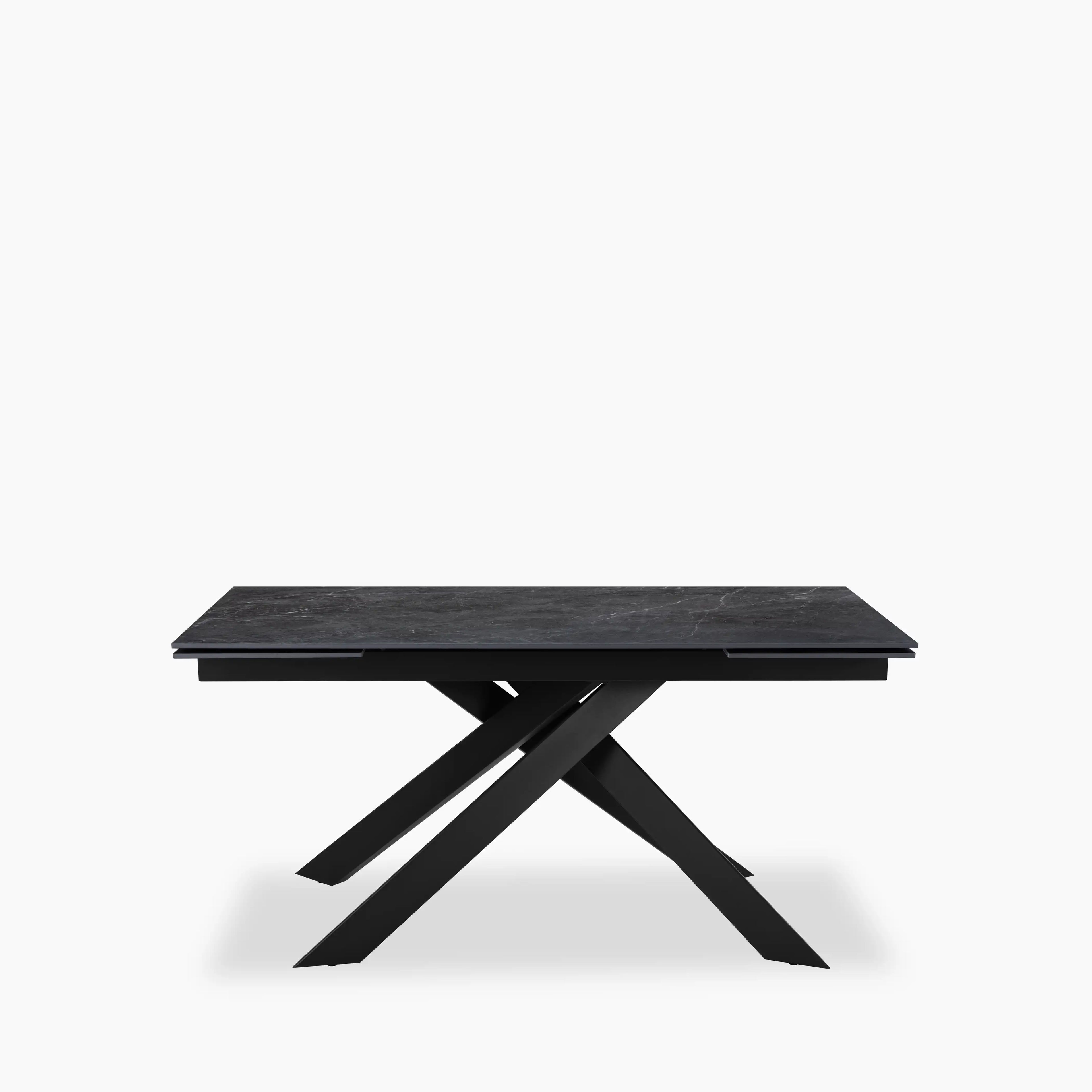 Adele 6-10 Seat Rectangle Extendable Dining Table | Grey Sintered Stone & Dark Grey