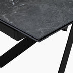Adele 6-10 Seat Rectangle Extendable Dining Table | Grey Sintered Stone & Dark Grey