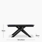 Adele 6-10 Seat Rectangle Extendable Dining Table | Grey Sintered Stone & Dark Grey