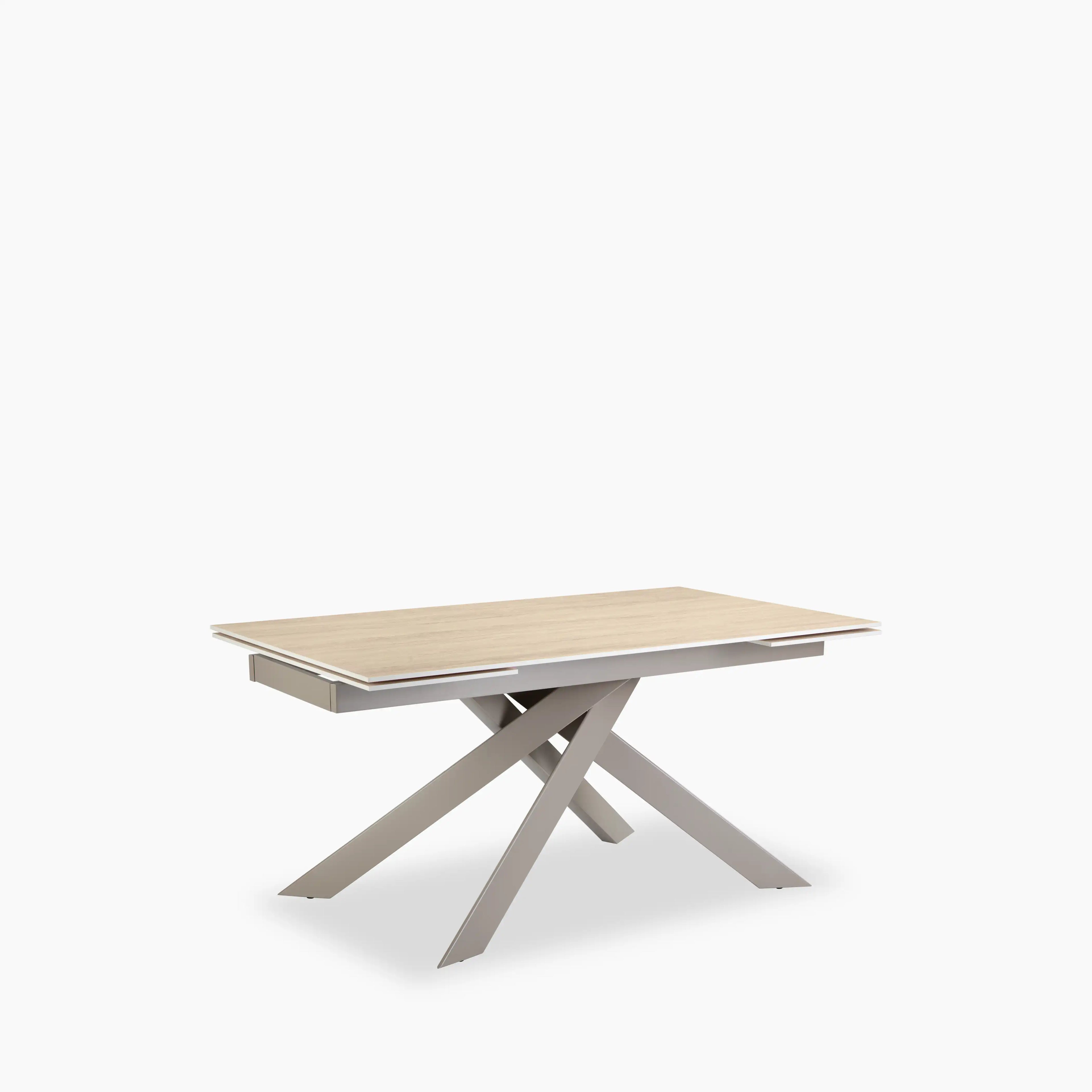 Adele 6-10 Seat Rectangle Extendable Dining Table | Natural Travertine Effect Sintered Stone & Latte