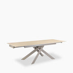 Adele 6-10 Seat Rectangle Extendable Dining Table | Natural Travertine Effect Sintered Stone & Latte