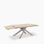 Adele 6-10 Seat Rectangle Extendable Dining Table | Natural Travertine Effect Sintered Stone & Latte