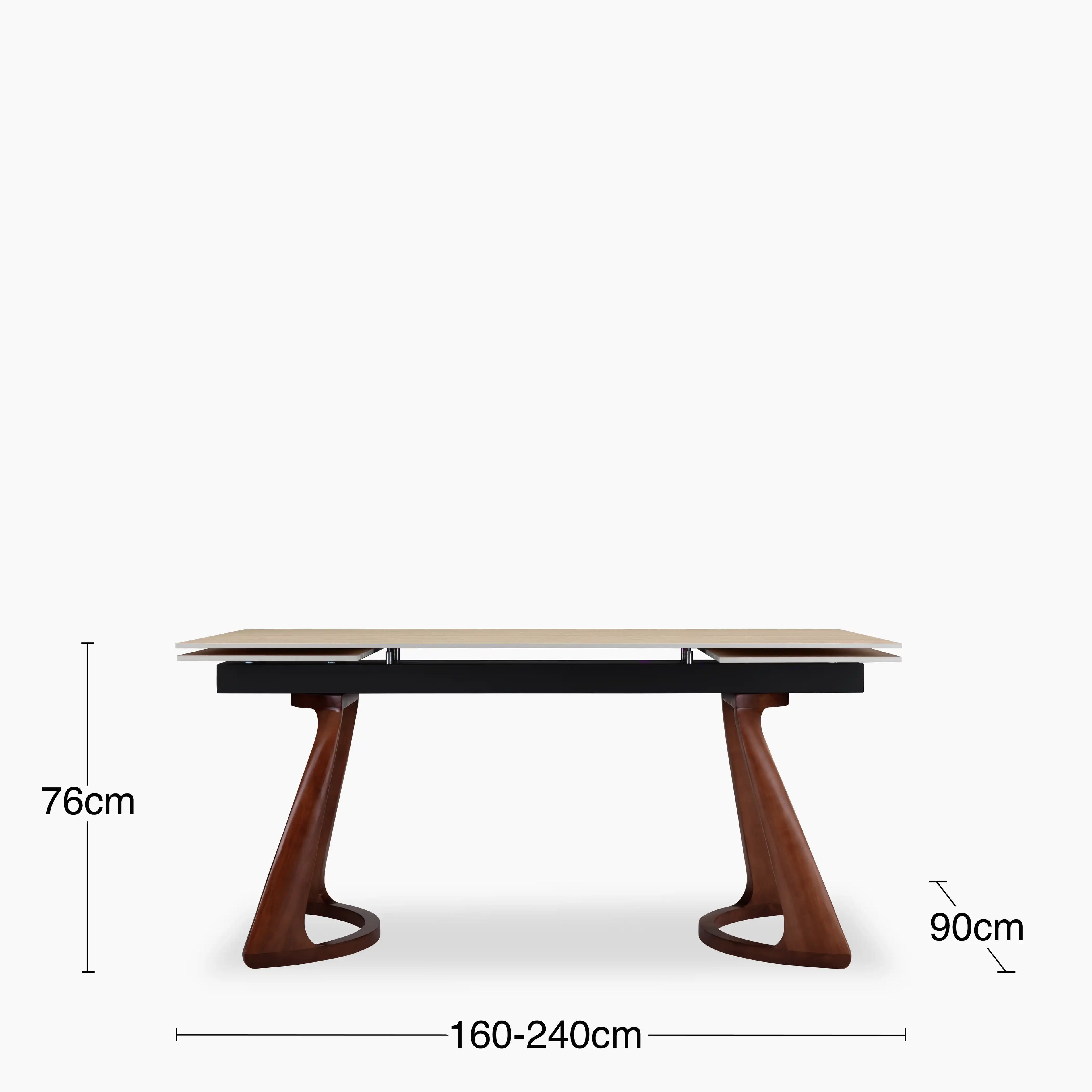 Delina 6-10 Seat Rectangle Extendable Dining Table | Natural Travertine Effect Sintered Stone & Walnut