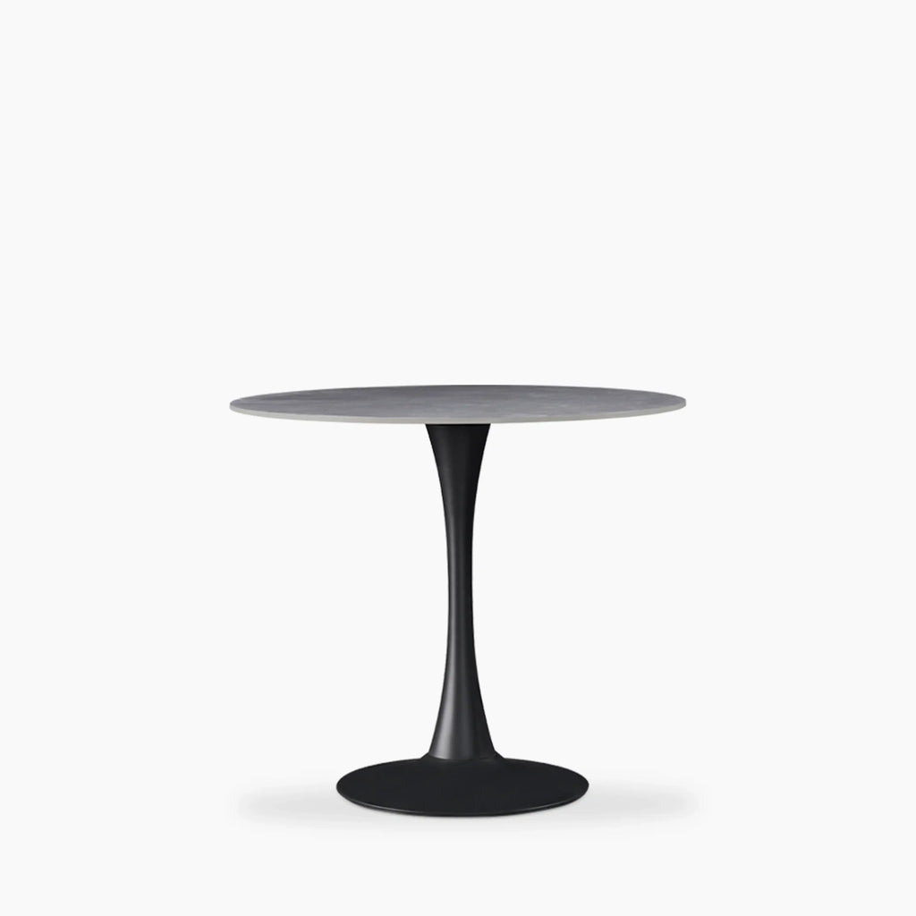 Byre 2 Seat Round Dining Table | Grey Ceramic & Black