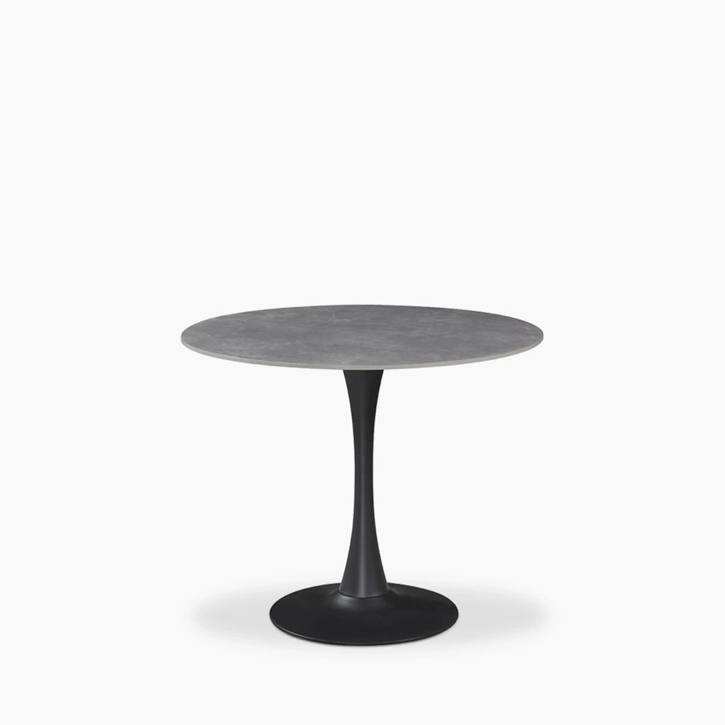 Byre 2 Seat Round Dining Table | Grey Ceramic & Black