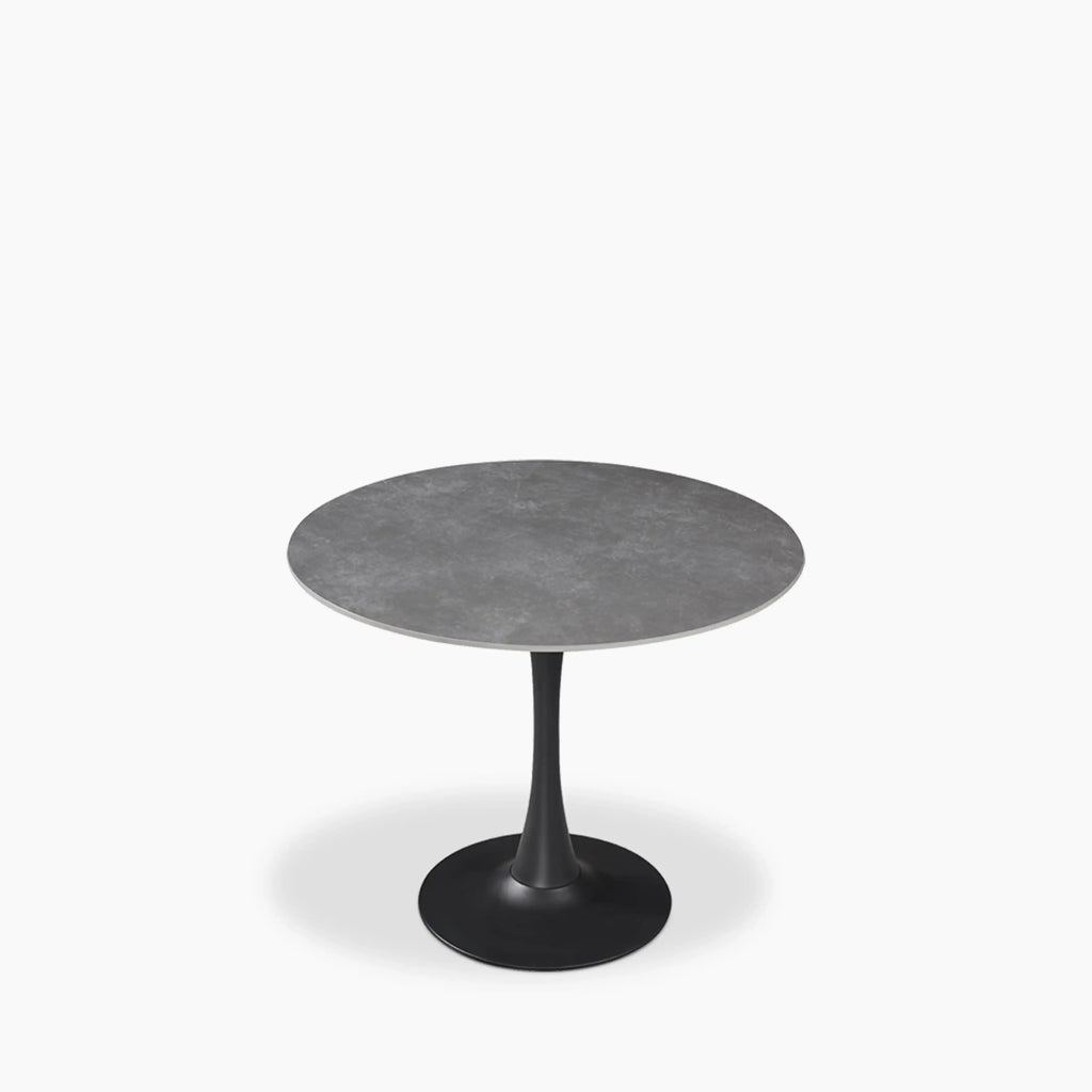 Byre 2 Seat Round Dining Table | Grey Ceramic & Black
