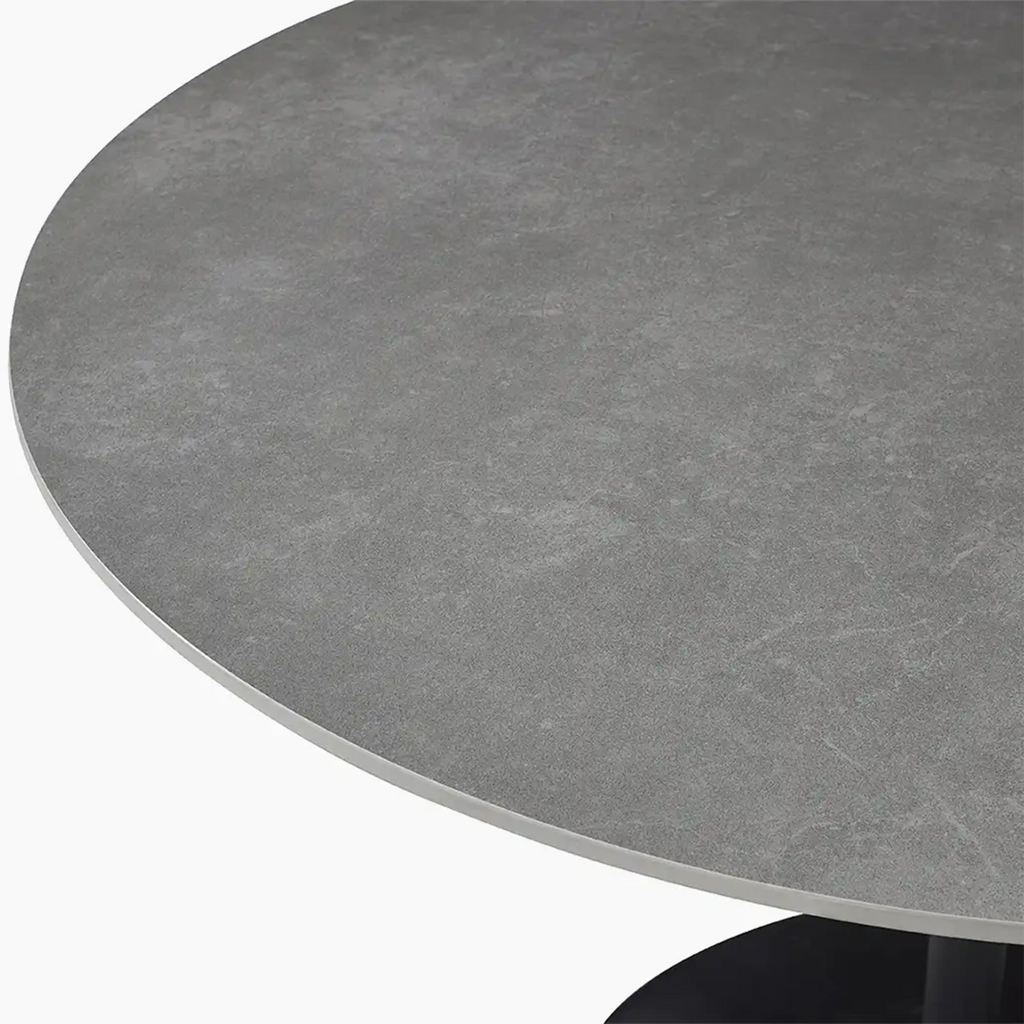 Byre 2 Seat Round Dining Table | Grey Ceramic & Black