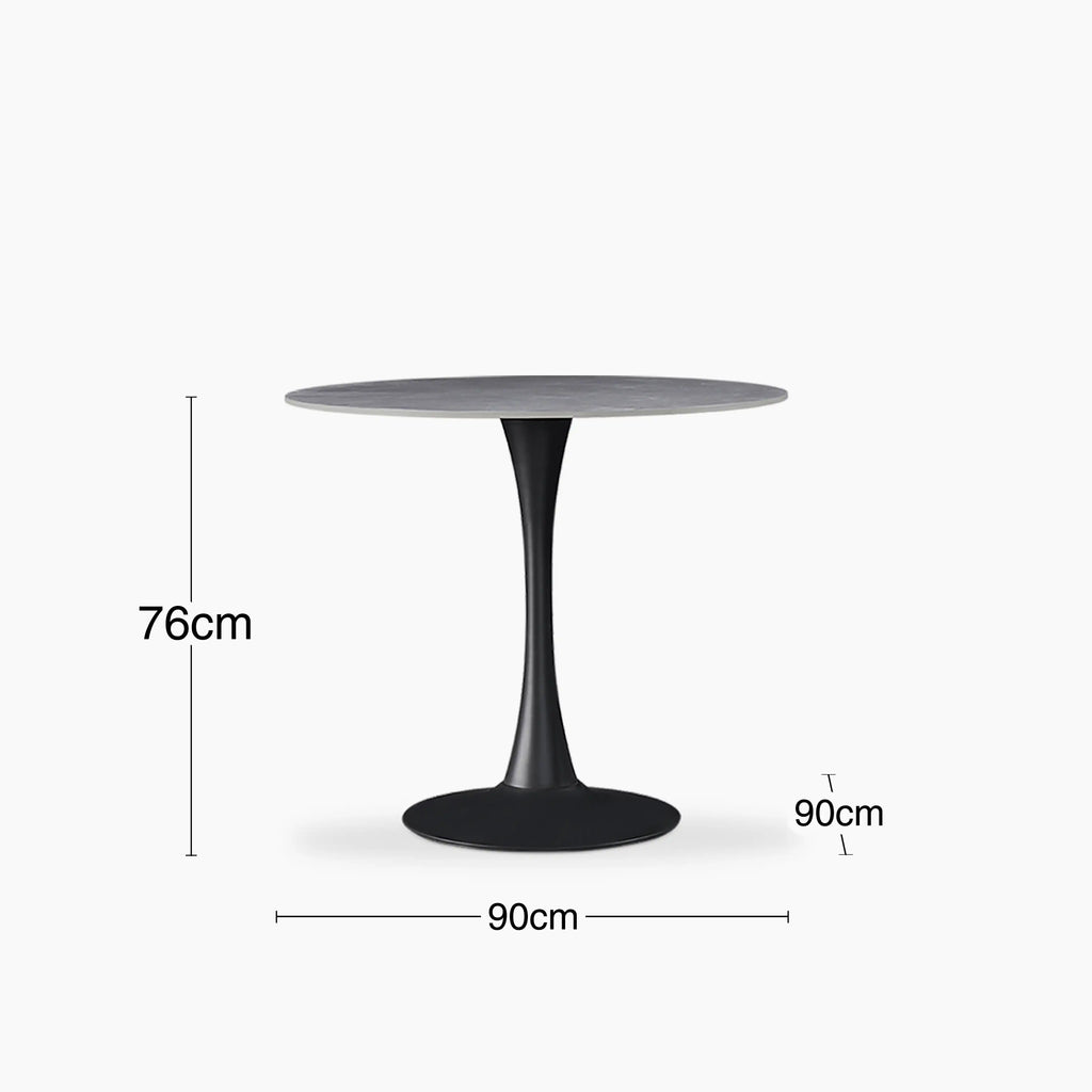 Byre 2 Seat Round Dining Table | Grey Ceramic & Black