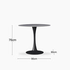 Byre 2 Seat Round Dining Table | Grey Ceramic & Black