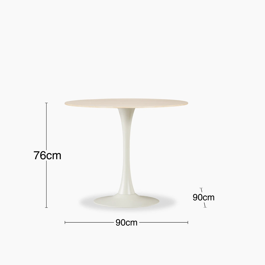 Byre 2 Seat Round Dining Table | Natural Travertine Effect Sintered Stone & Cream