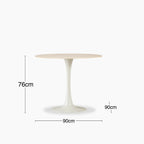 Byre 2 Seat Round Dining Table | Natural Travertine Effect Sintered Stone & Cream
