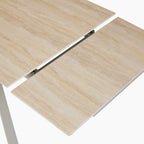 Lincoln 6-8 Seat Rectangle Extendable Dining Table | Natural Travertine Effect Sintered Stone & Taupe