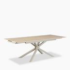 Lincoln 6-8 Seat Rectangle Extendable Dining Table | Natural Travertine Effect Sintered Stone & Taupe