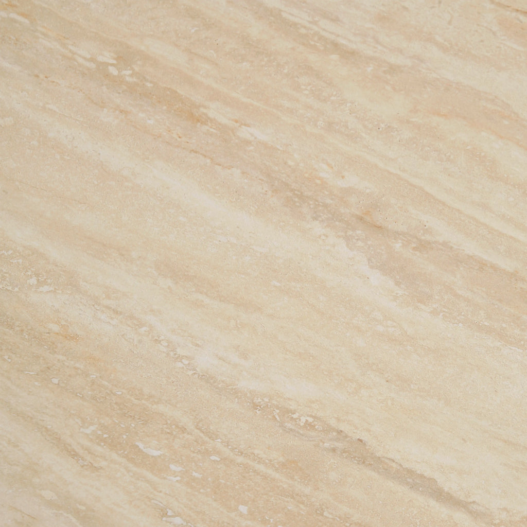 Lincoln 6-8 Seat Rectangle Extendable Dining Table | Natural Travertine Effect Sintered Stone & Taupe