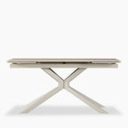 Lincoln 6-8 Seat Rectangle Extendable Dining Table | Natural Travertine Effect Sintered Stone & Taupe