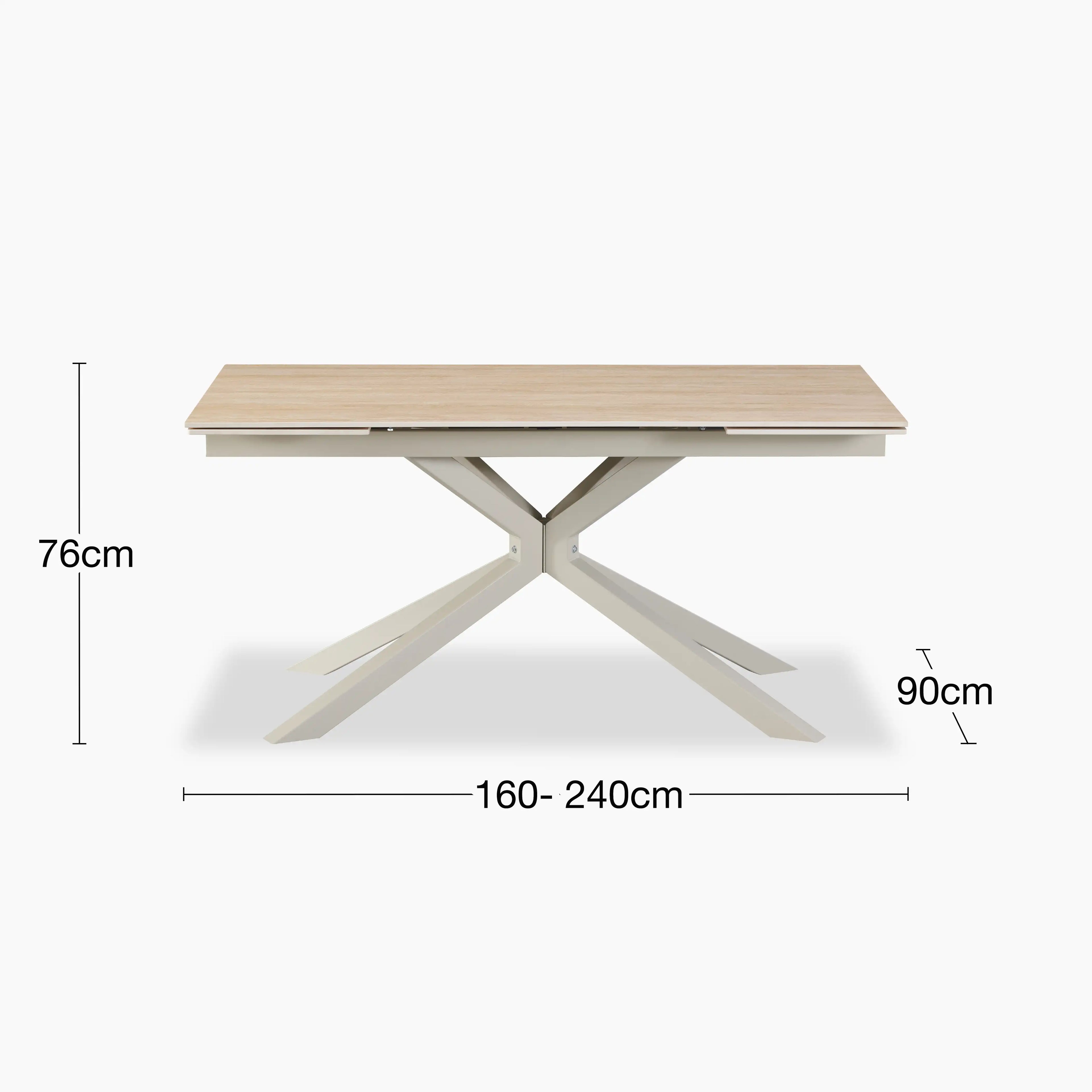 Lincoln 6-8 Seat Rectangle Extendable Dining Table | Natural Travertine Effect Sintered Stone & Taupe