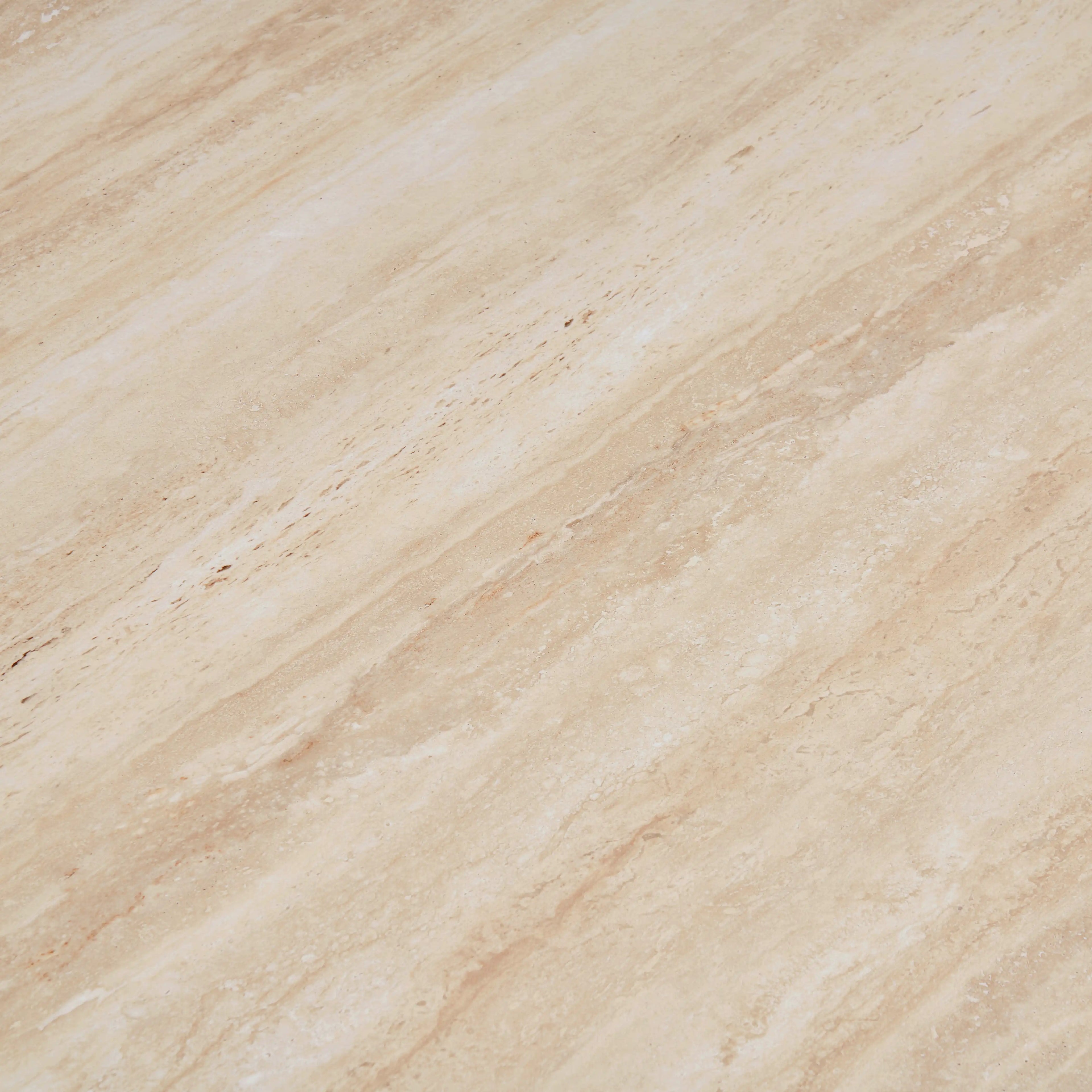 Lilian 4 Seat Round Dining Table | Natural Travertine Effect Sintered Stone & Walnut