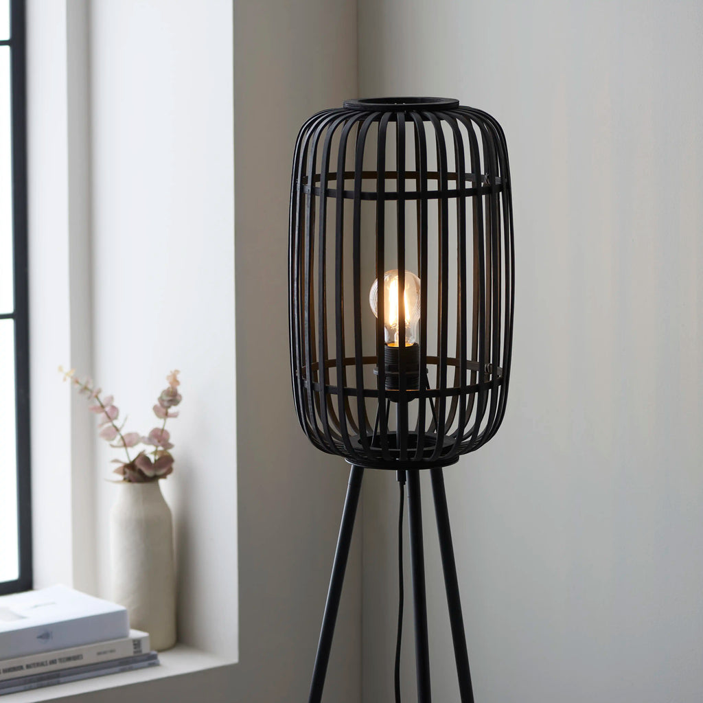 Mathias Tripod Floor Lamp | Black Bamboo