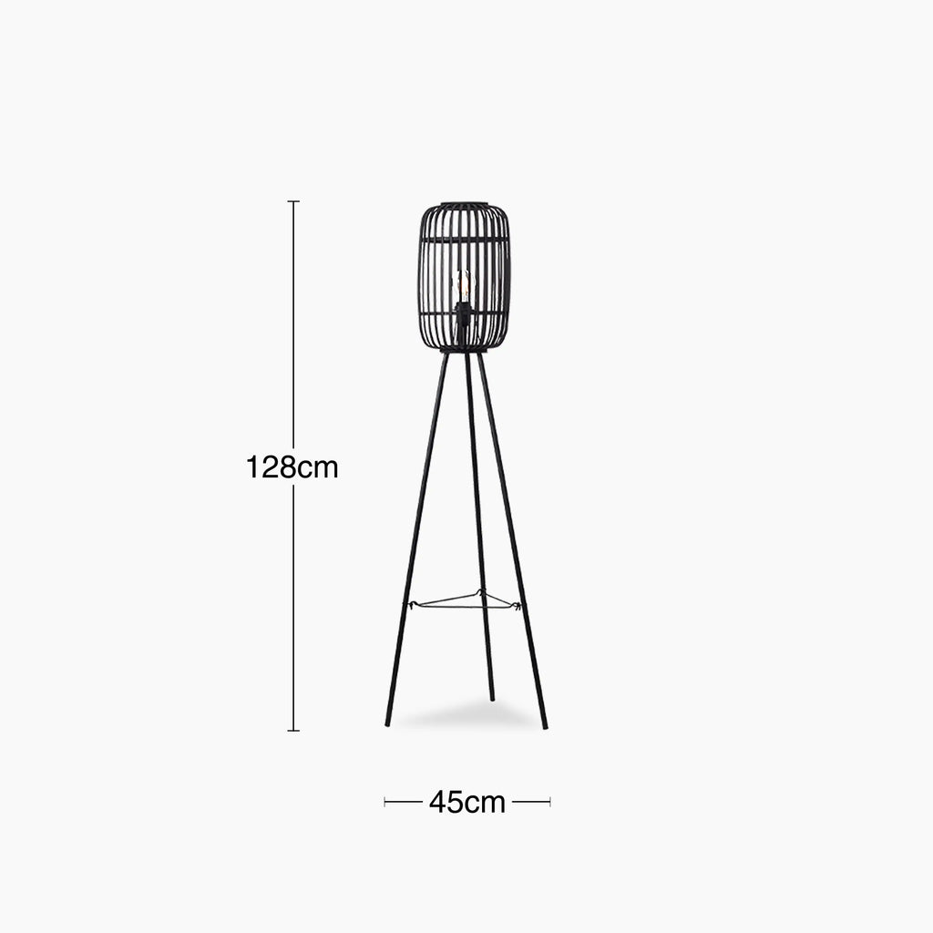 Mathias Tripod Floor Lamp | Black Bamboo