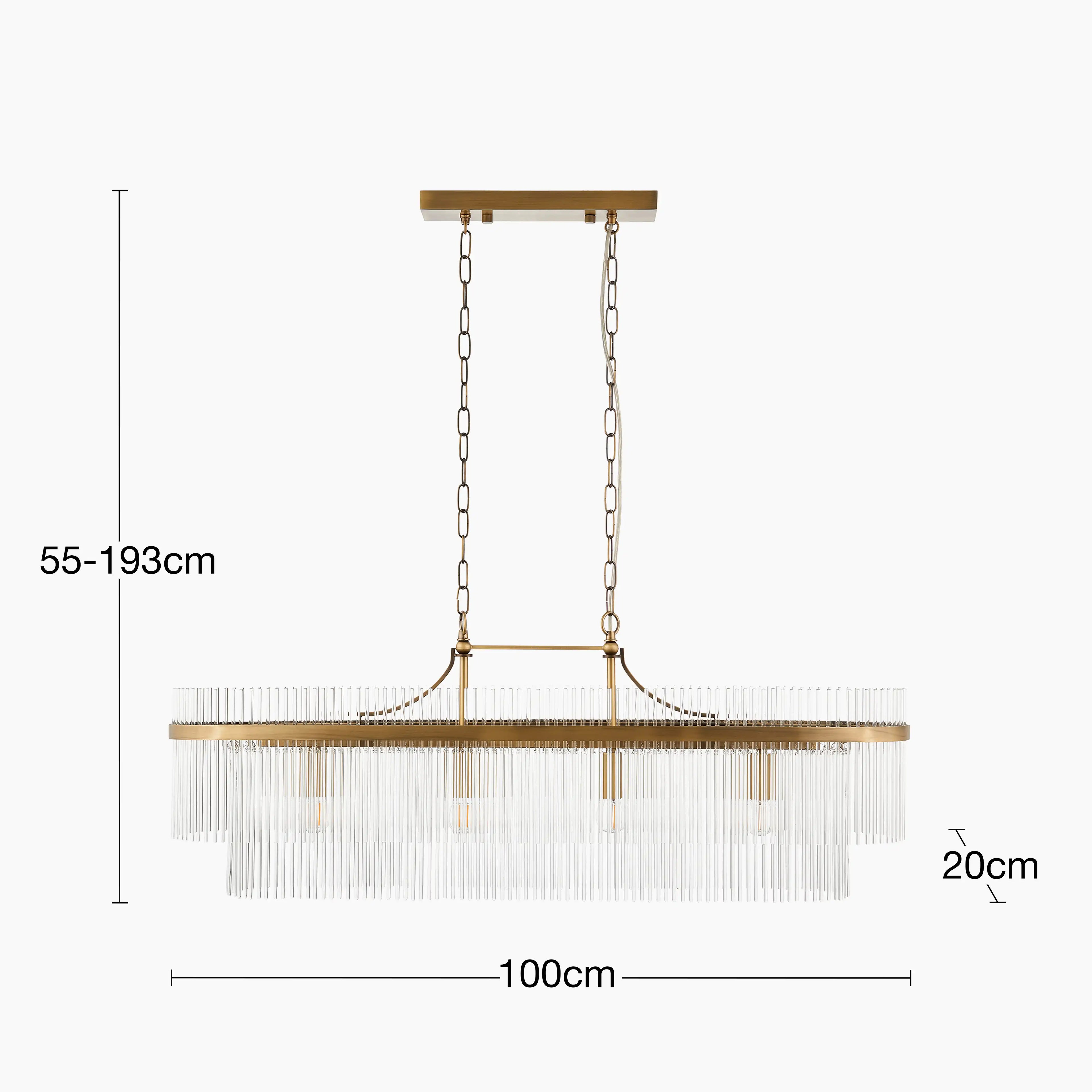 Marietta 4 Light Pendant Light | Brass