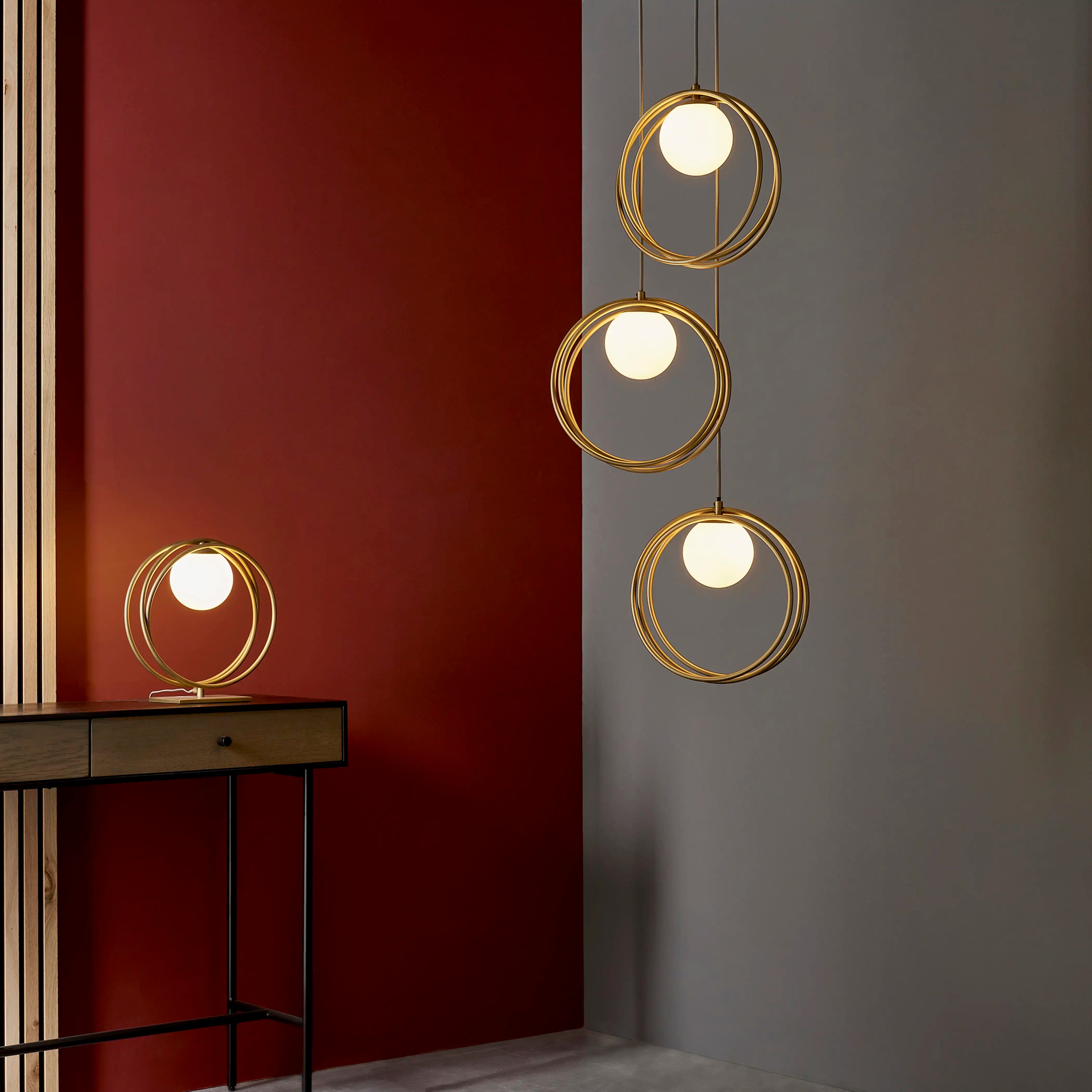 Altra 3 Light Cluster Ceiling Light | Opal & Brass