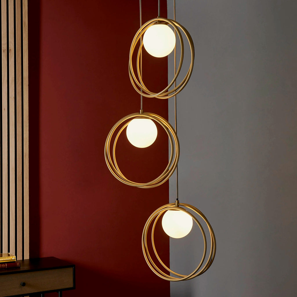 Altra 3 Light Cluster Ceiling Light | Opal & Brass