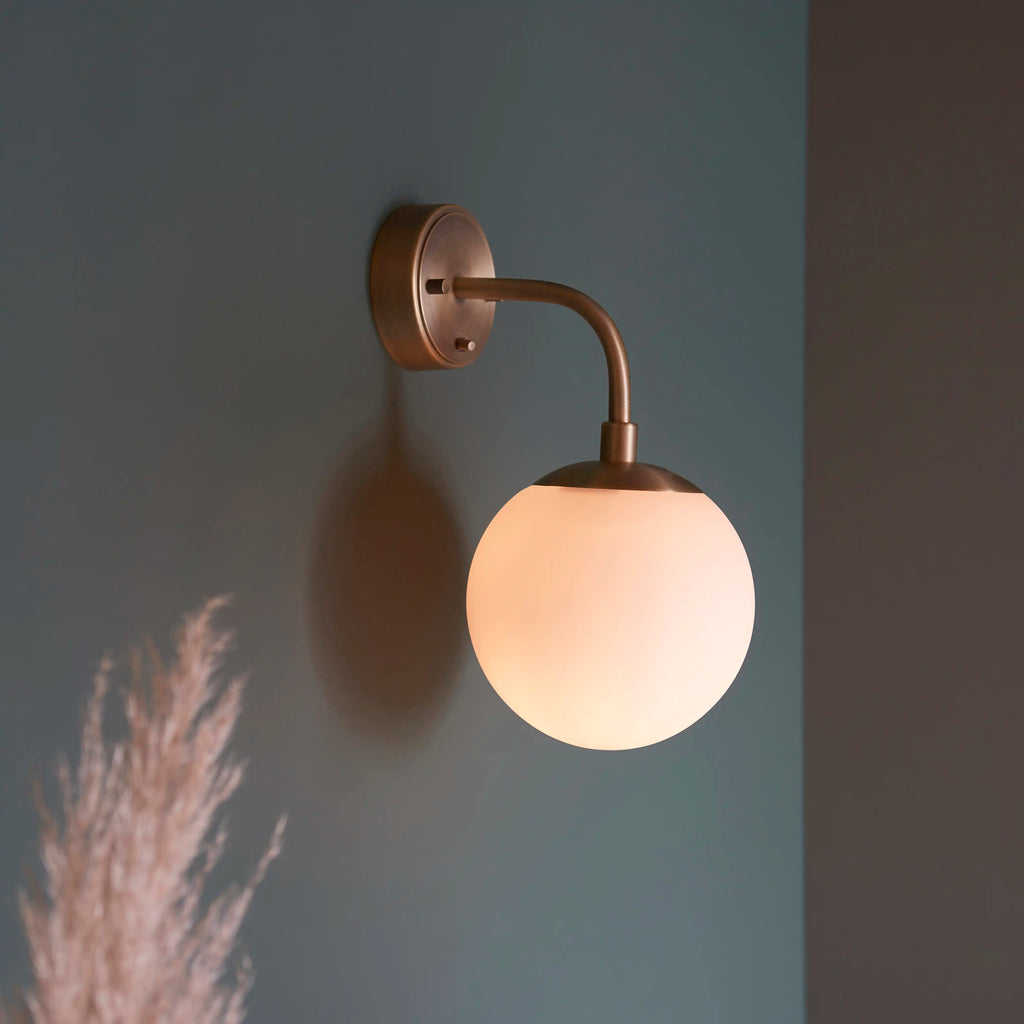 Lyme Wall Light | Opal & Brass