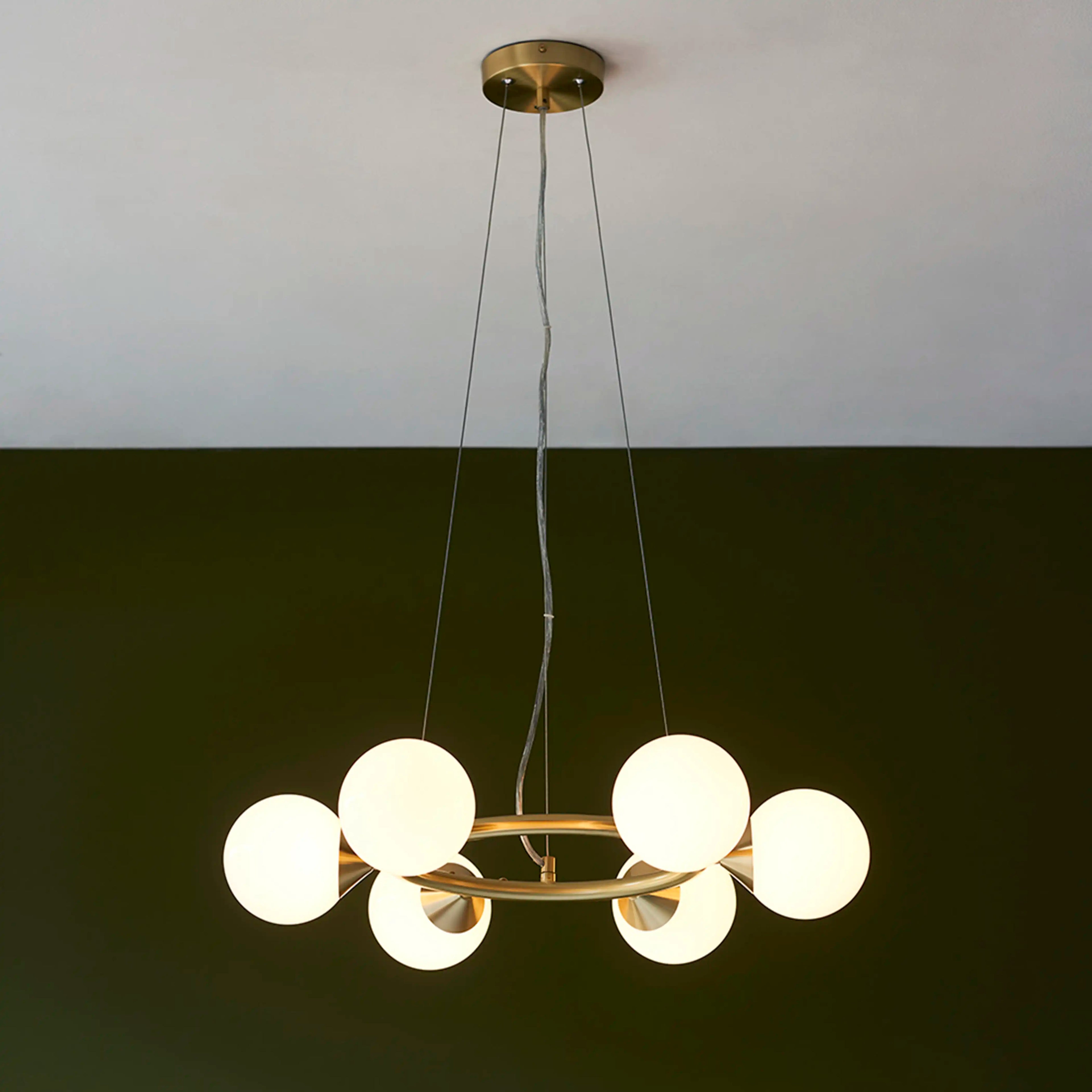 Margot 6 Light Pendant Light | Opal & Brass
