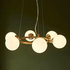 Margot 6 Light Pendant Light | Opal & Brass