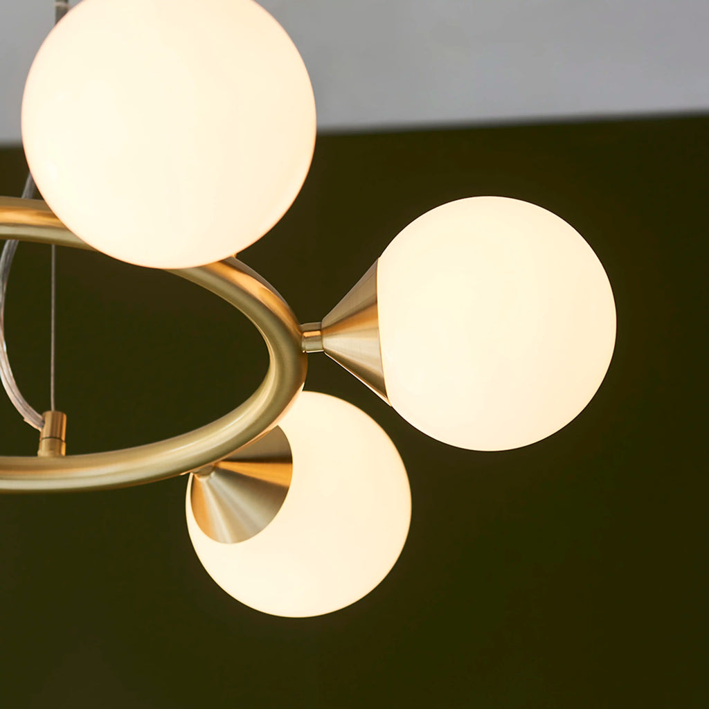 Margot 6 Light Pendant Light | Opal & Brass