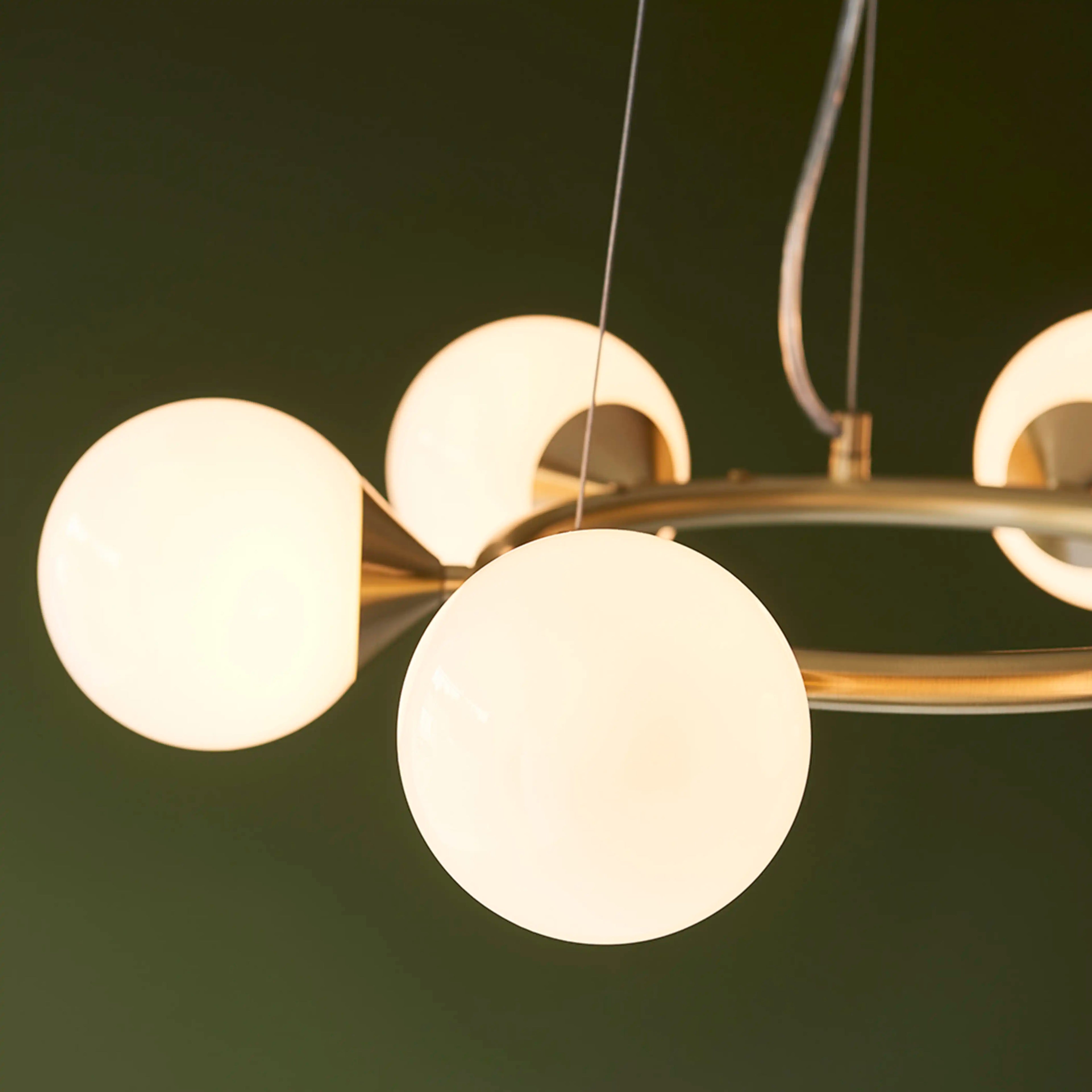 Margot 6 Light Pendant Light | Opal & Brass