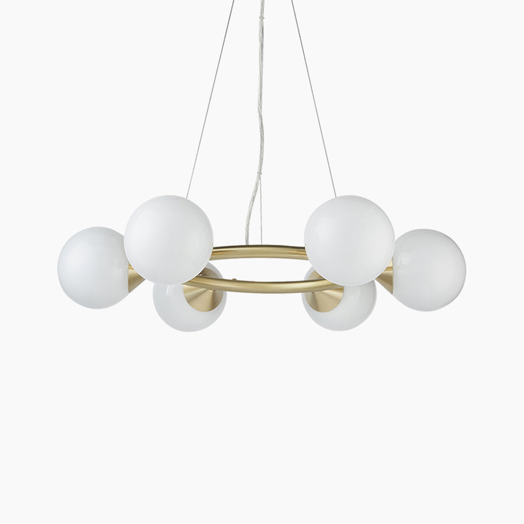 Margot 6 Light Pendant Light | Opal & Brass