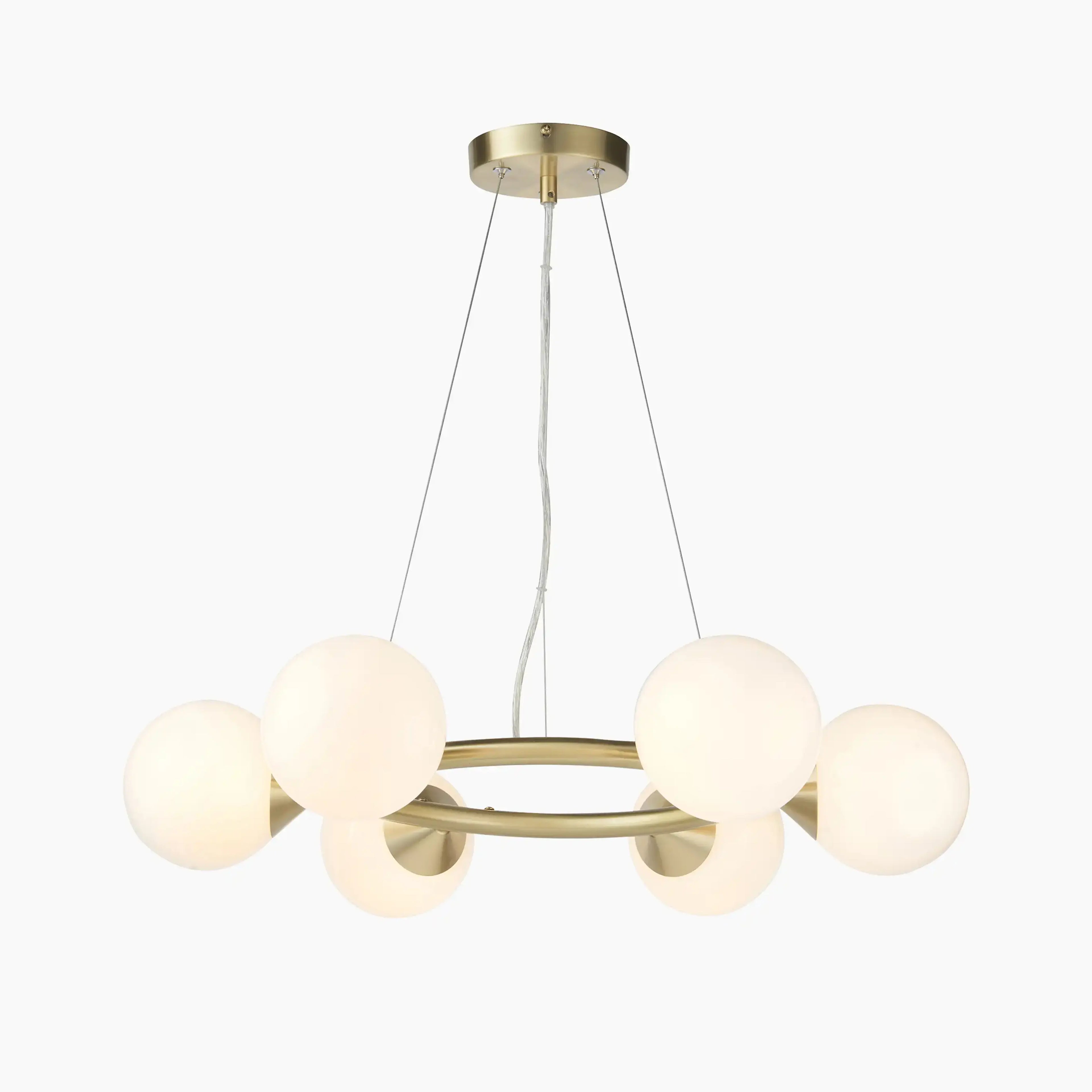 Margot 6 Light Pendant Light | Opal & Brass