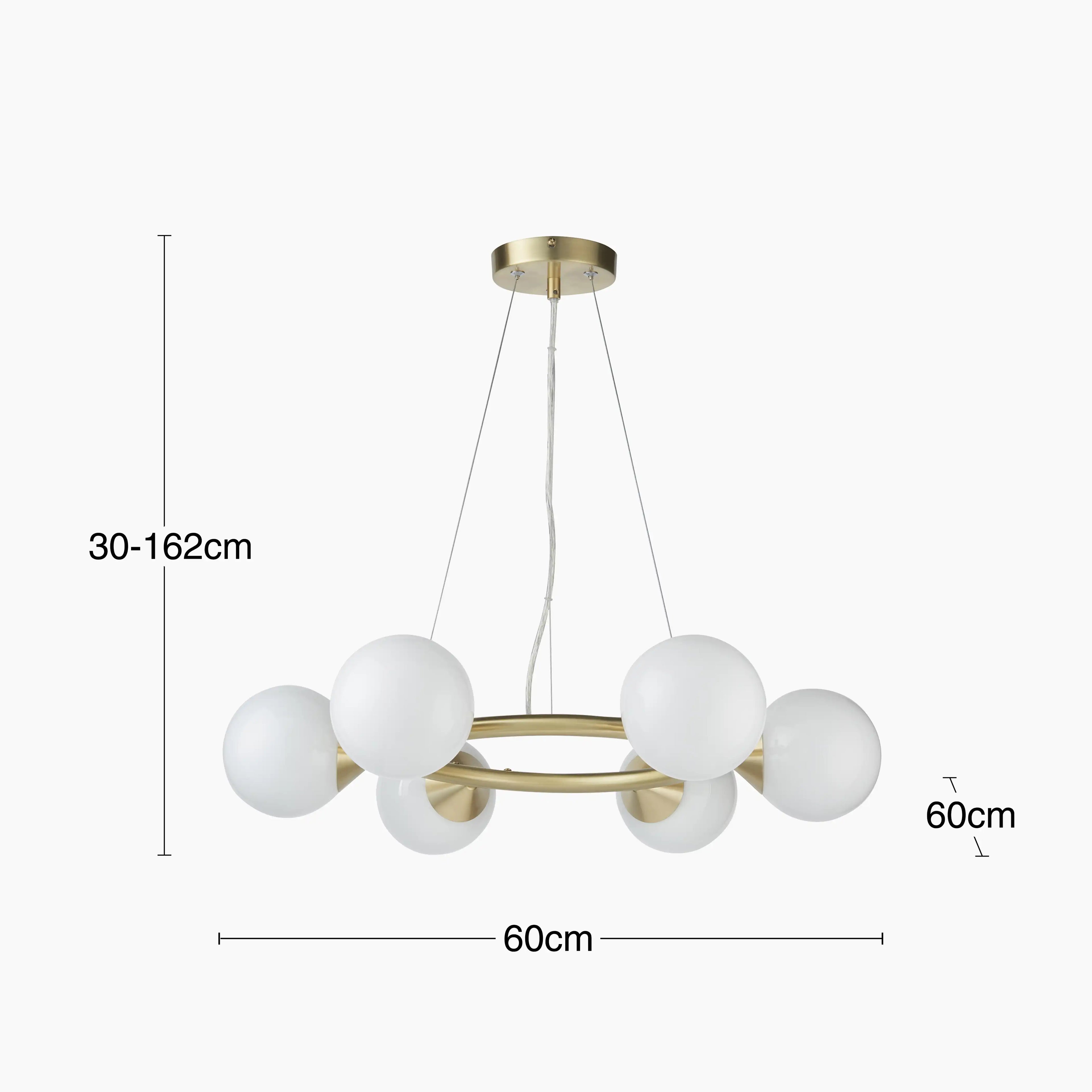Margot 6 Light Pendant Light | Opal & Brass