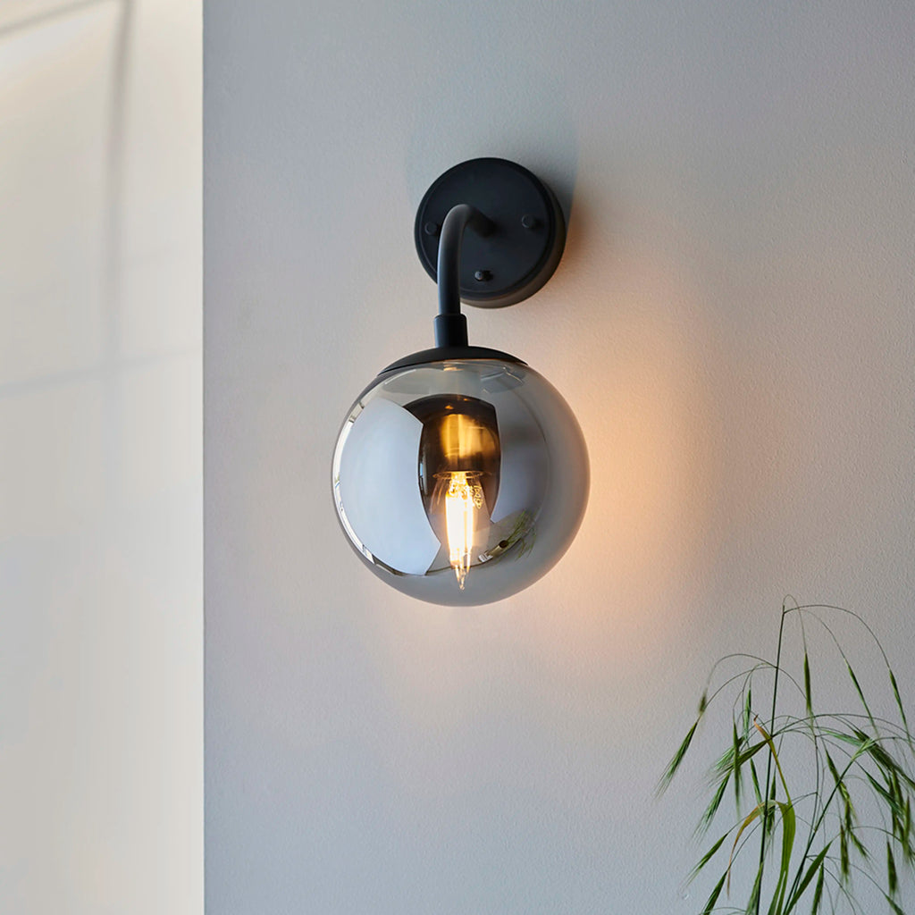 Lyme Wall Light | Smokey Grey & Black