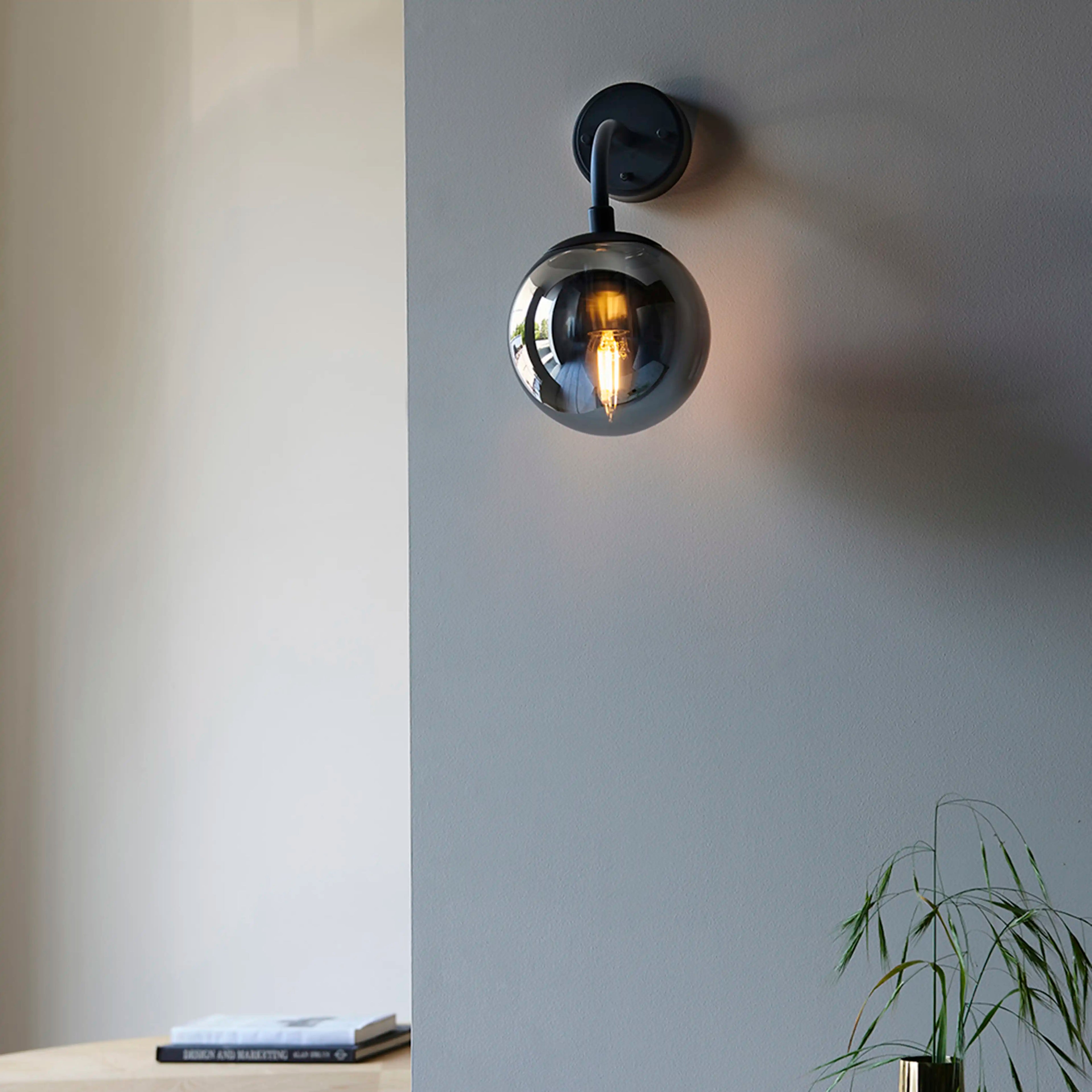 Lyme Wall Light | Smokey Grey & Black
