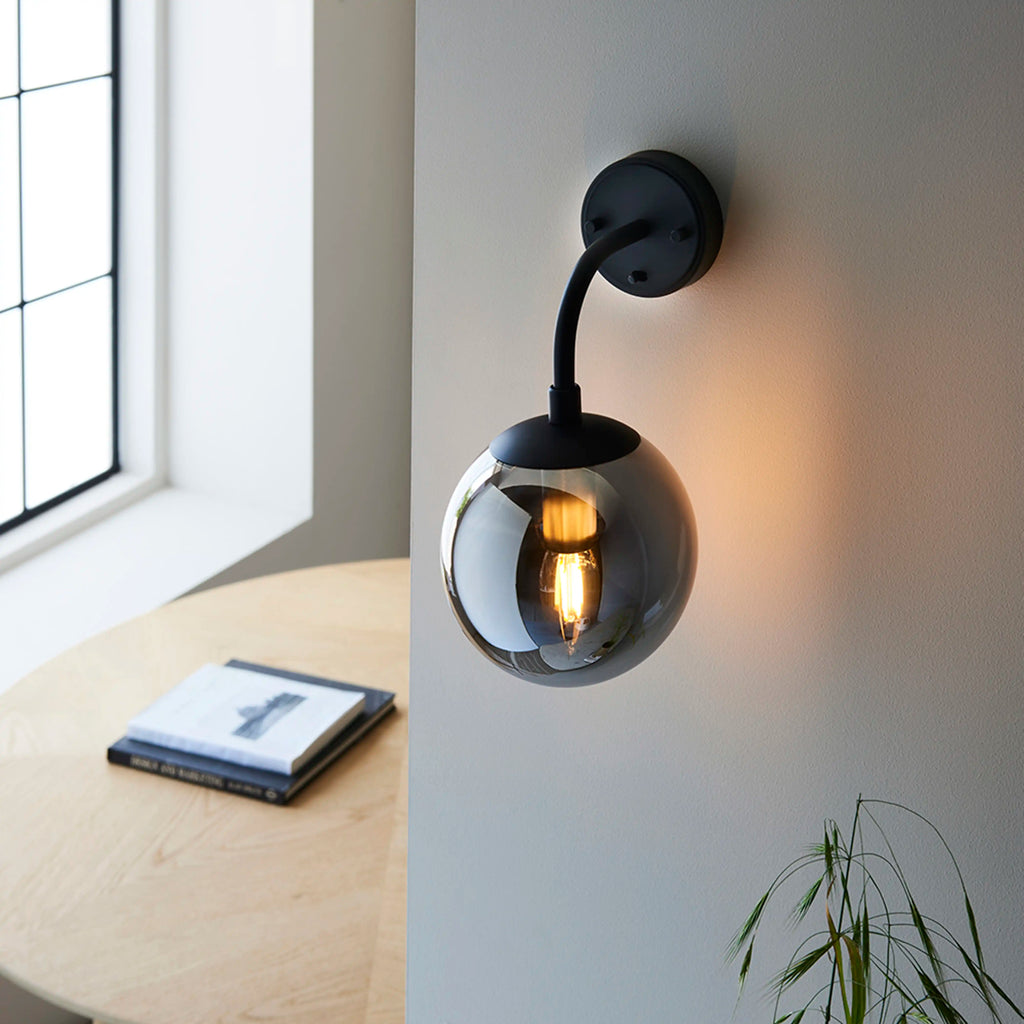 Lyme Wall Light | Smokey Grey & Black