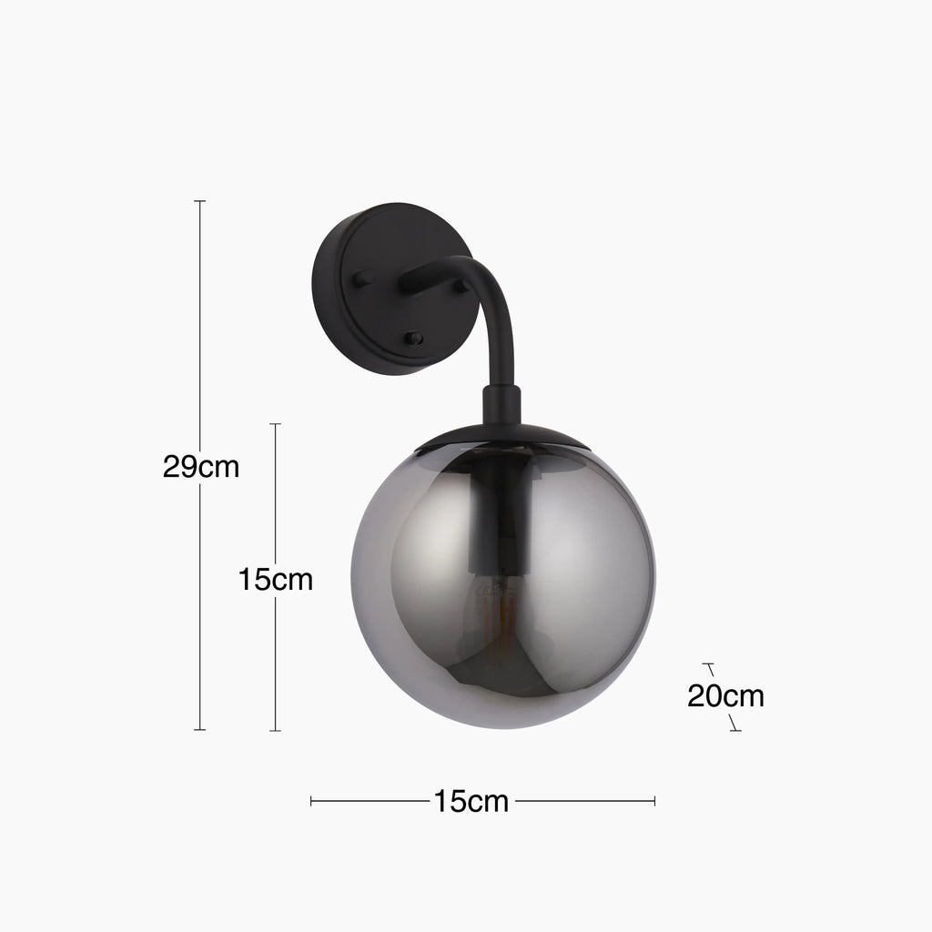 Lyme Wall Light | Smokey Grey & Black