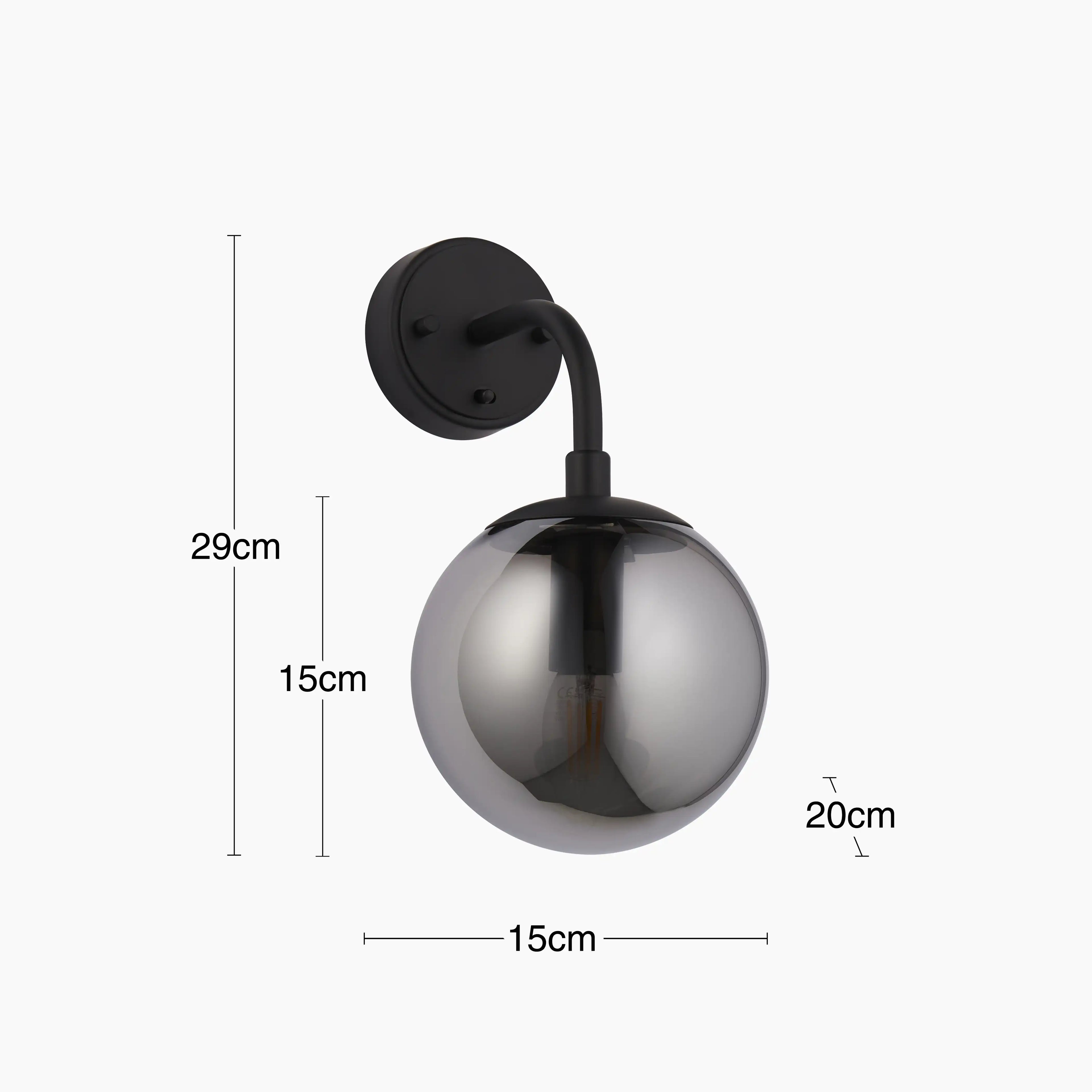 Lyme Wall Light | Smokey Grey & Black