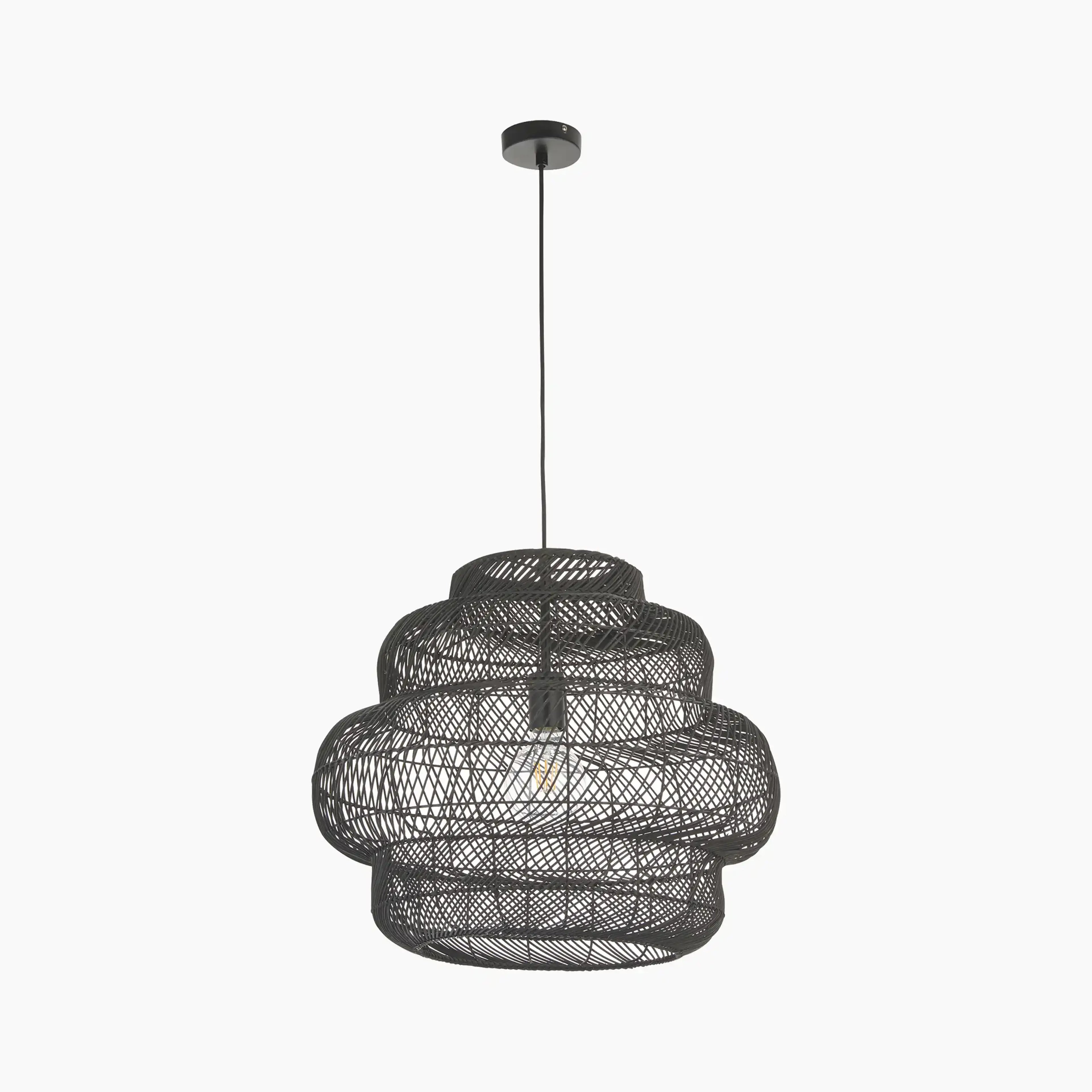 Karys Large Pendant Light | Black Rattan
